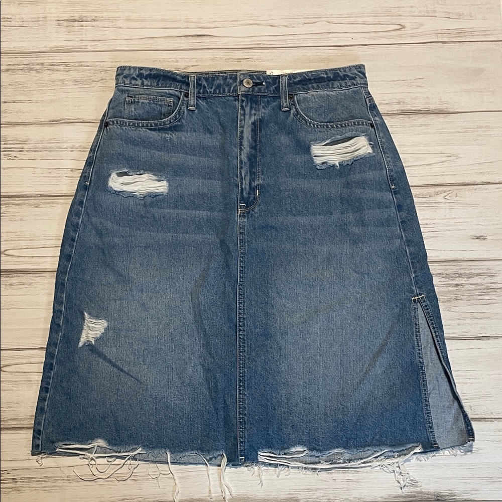 Arizona Jean Co Distressed Denim Skirt size 15  *slit